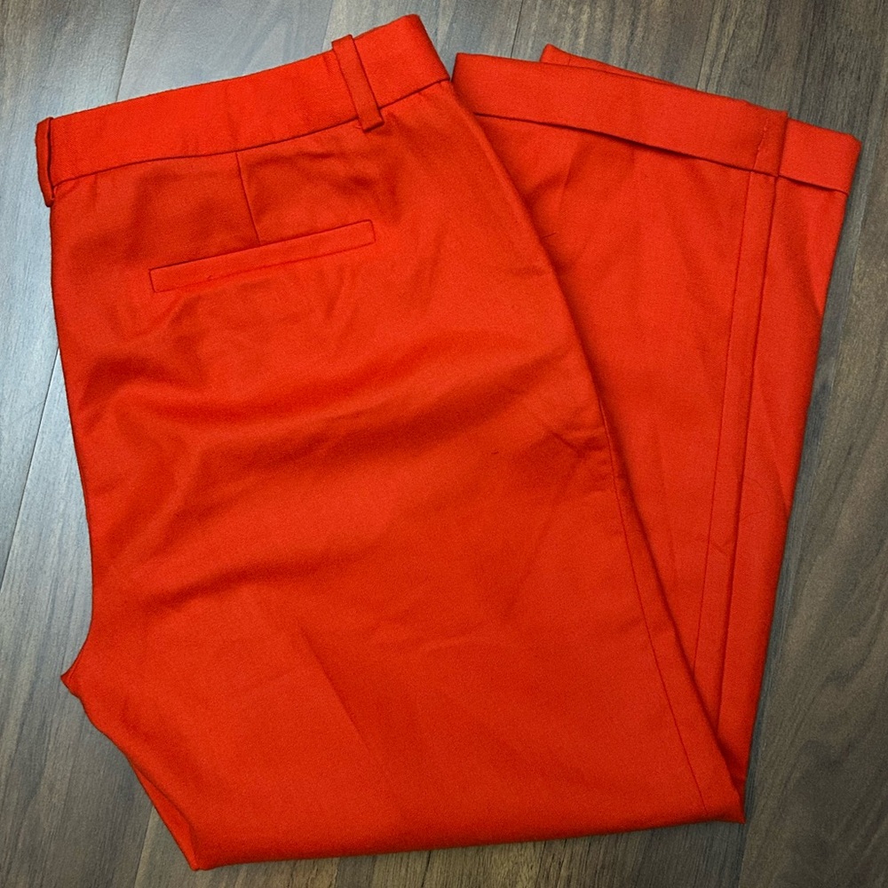 J. Crew  Women's Cafe Capri Vibrant Orange Wool Trousers Size 10P
